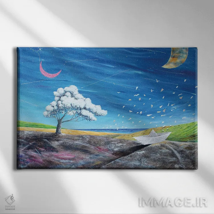 تابلو ماه بزرگ آنجاست تا نظاره کند اثر دوناتو لاراتوندا - نمای روبهرو روی دیوار
