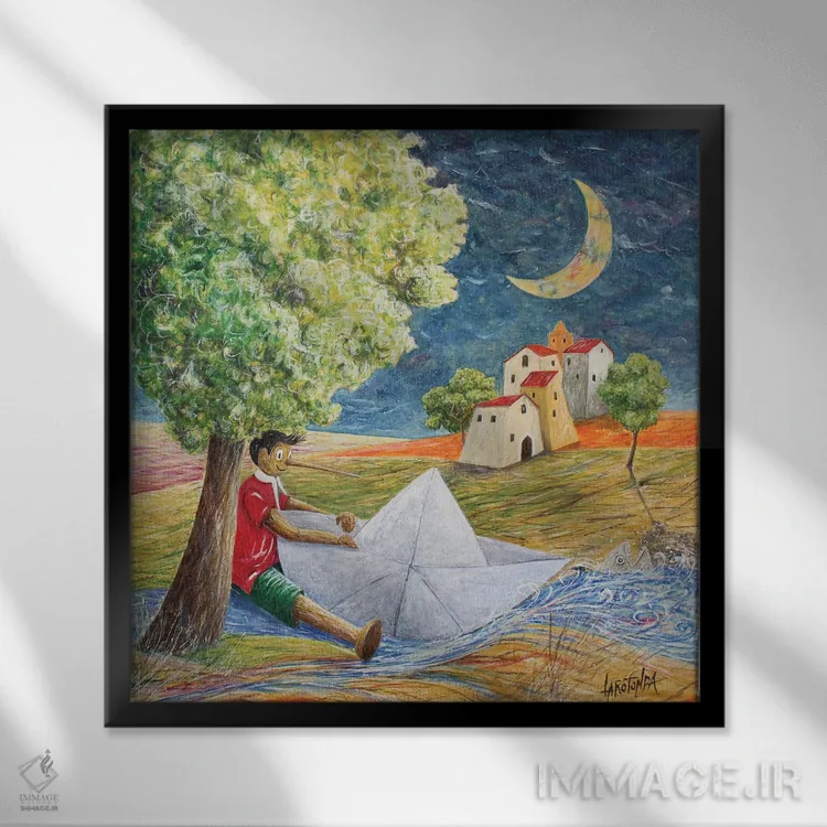 تابلو افسانه ادامه دارد اثر دوناتو لاراتوندا - نمای قابدار مشکی