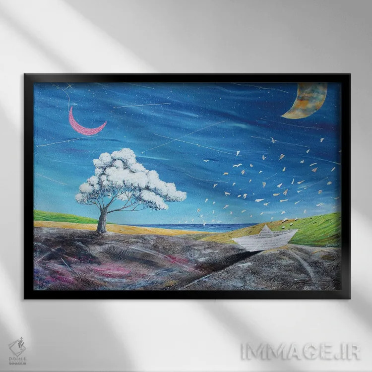 تابلو ماه بزرگ آنجاست تا نظاره کند اثر دوناتو لاراتوندا - نمای قابدار مشکی