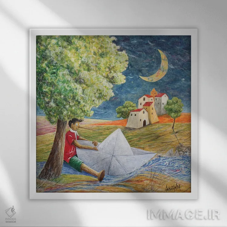 تابلو افسانه ادامه دارد اثر دوناتو لاراتوندا - نمای قابدار سفید