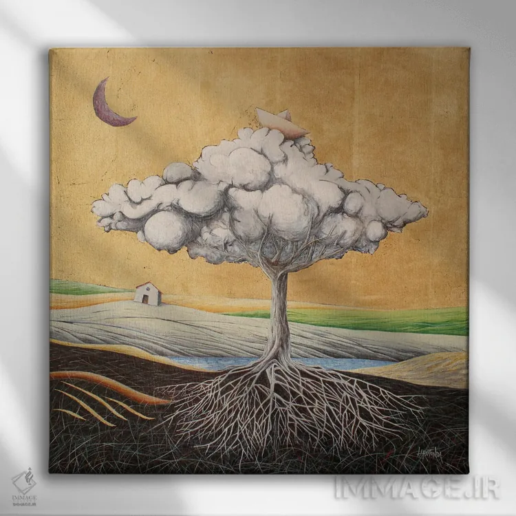 تابلو ریشهها شماره ۲ اثر دوناتو لاراتوندا - نمای روبهرو روی دیوار