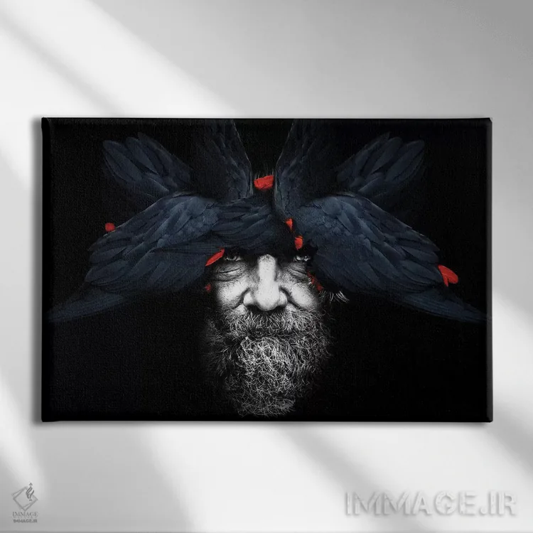 تابلو انسان-پرنده اثر دانیلو د آلکساندریا - نمای روبهرو روی دیوار