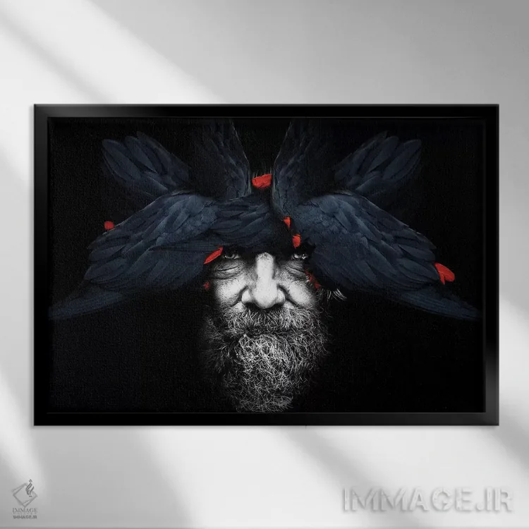 تابلو انسان-پرنده اثر دانیلو د آلکساندریا - نمای قابدار مشکی