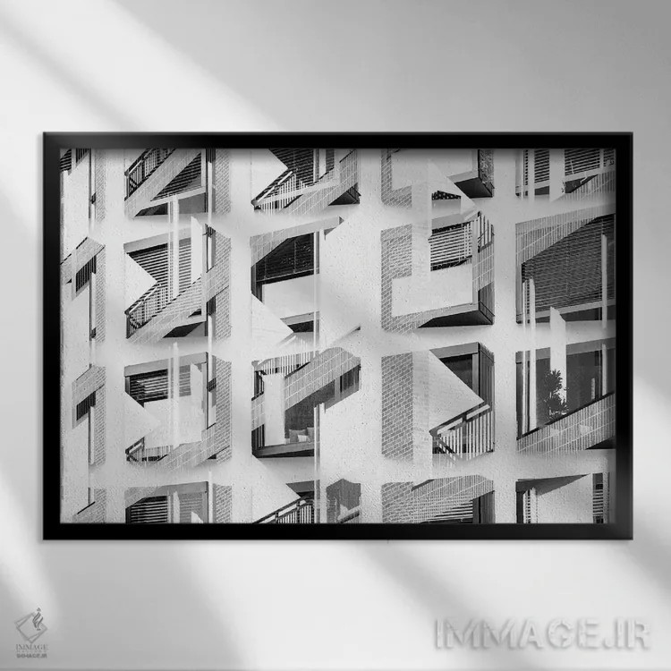 تابلو الگوی پنجرهها شماره ۱۹ اثر دانیلو د آلکساندریا - نمای قابدار مشکی