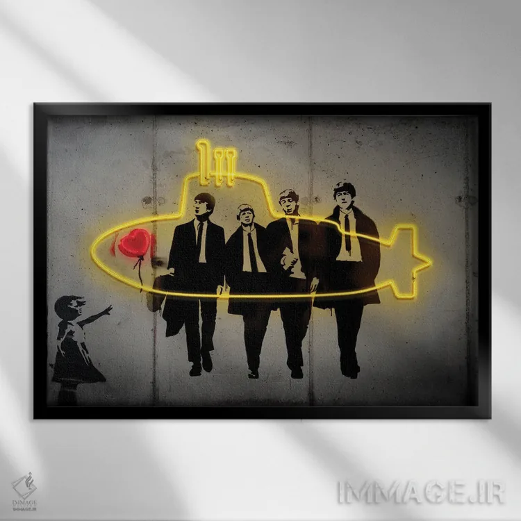 تابلو نئون برای بیتلز (گروه موسیقی) اثر دانیلو د آلکساندریا - نمای قابدار مشکی