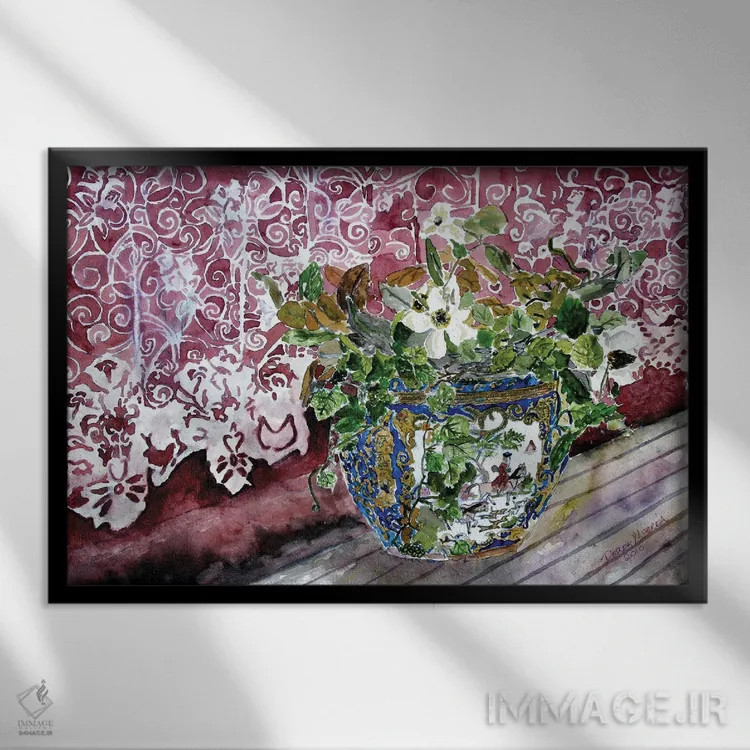 تابلو طبیعت بیجان گلها و تور اثر درک مککری - نمای قابدار مشکی