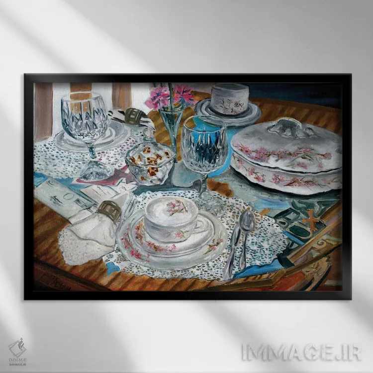 تابلو سرویس چایخوری اثر درک مککری - نمای قابدار مشکی