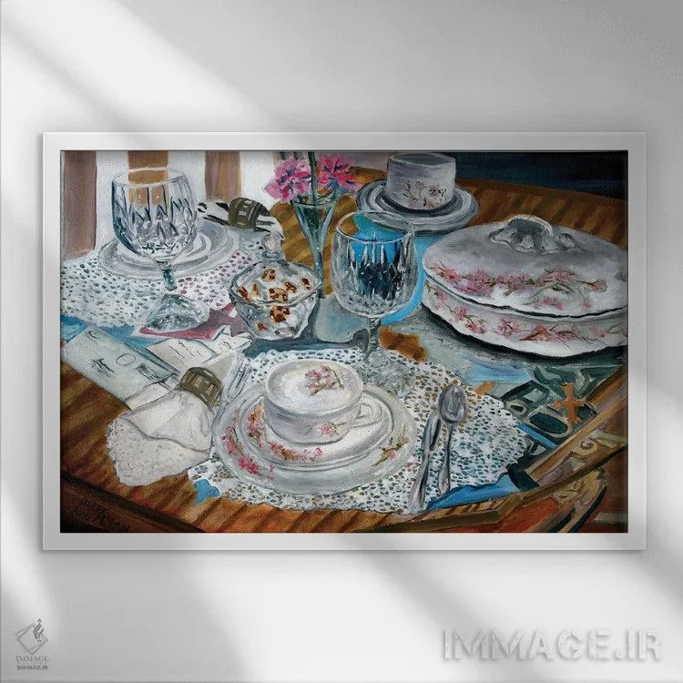 تابلو سرویس چایخوری اثر درک مککری - نمای قابدار سفید