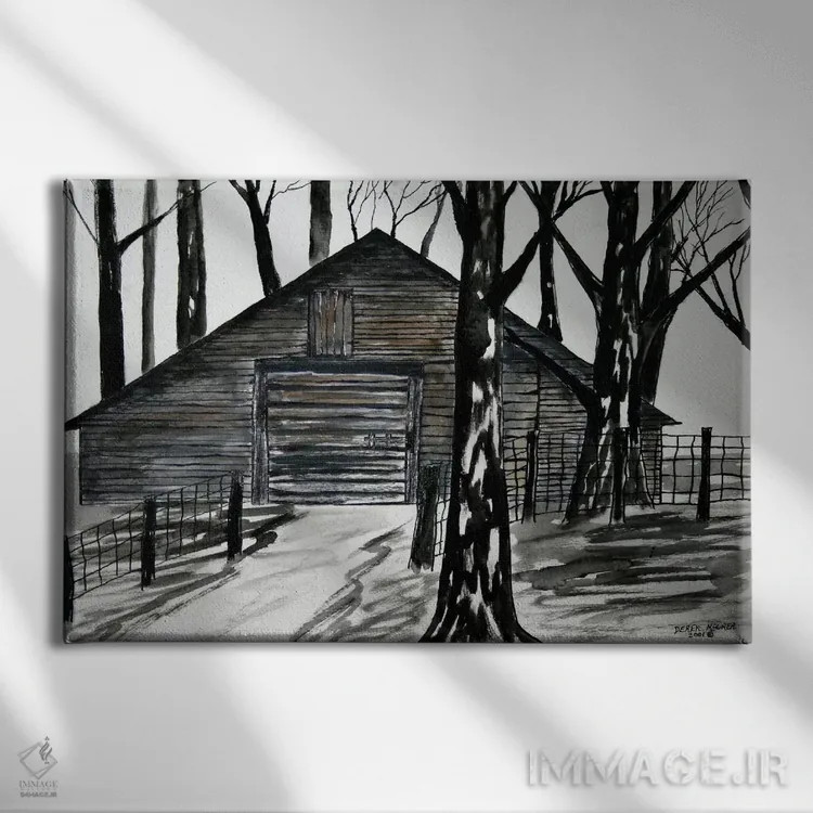 تابلو طویله روستایی اثر درک مککری - نمای روبهرو روی دیوار