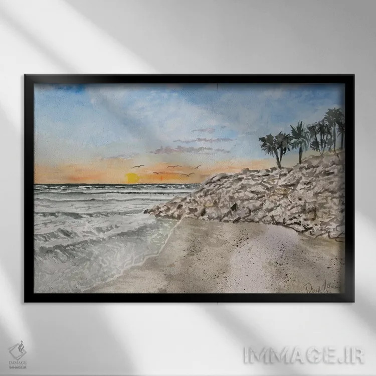 تابلو تابلوی ساحل بردنتون اثر درک مککری - نمای قابدار مشکی