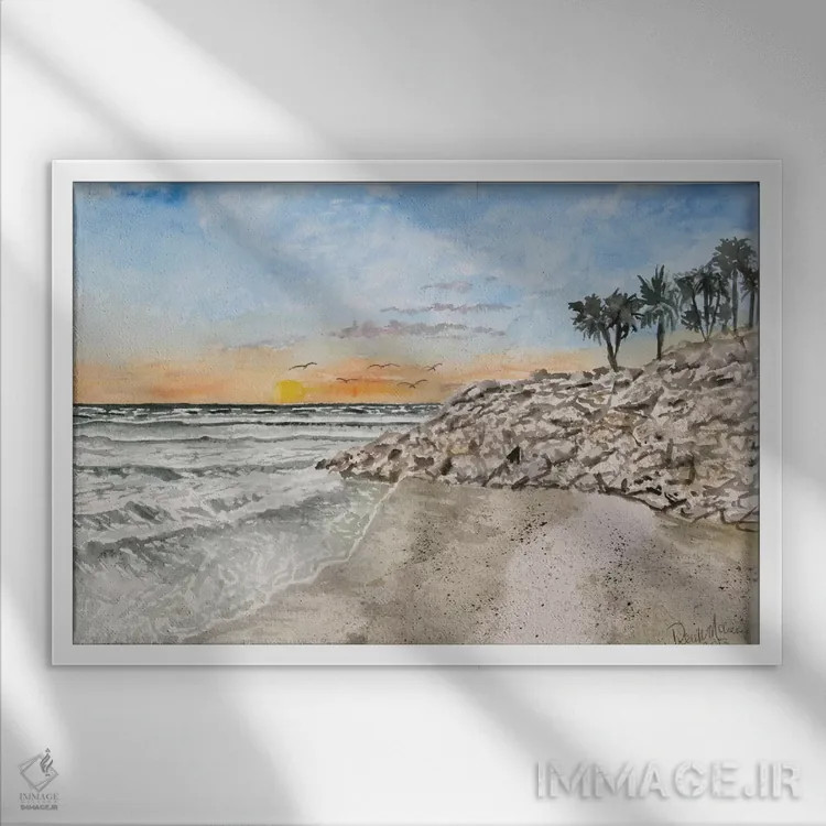 تابلو تابلوی ساحل بردنتون اثر درک مککری - نمای قابدار سفید