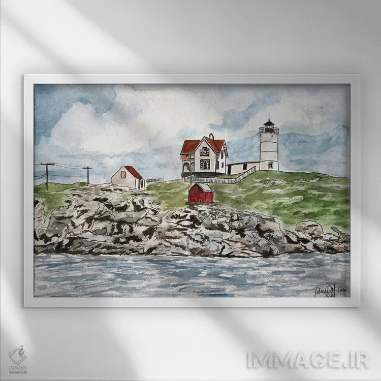 تابلو فانوس دریایی کیپ ندیک اثر درک مککری - نمای قابدار سفید