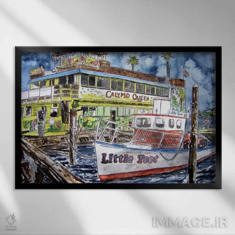 تابلو قایق کلیرواتر (آبهای زلال) اثر درک مککری - نمای قابدار مشکی