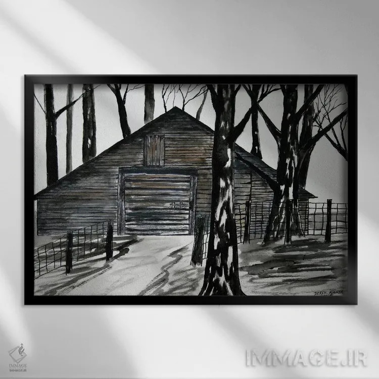 تابلو طویله روستایی اثر درک مککری - نمای قابدار مشکی