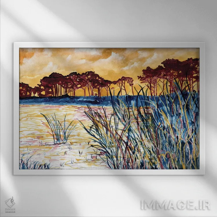 تابلو کاجهای ساحلی اثر درک مککری - نمای قابدار سفید