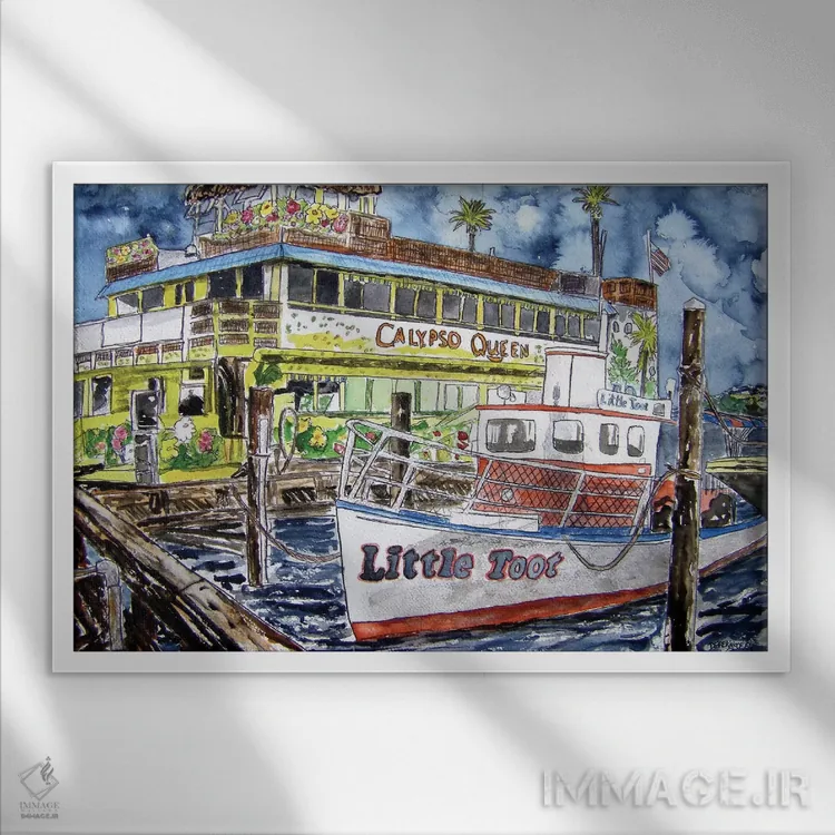 تابلو قایق کلیرواتر (آبهای زلال) اثر درک مککری - نمای قابدار سفید