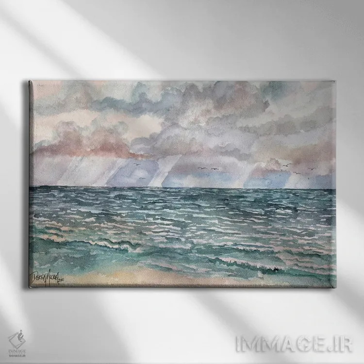تابلو چشمانداز دریایی اسطوخودوس اثر درک مککری - نمای روبهرو روی دیوار