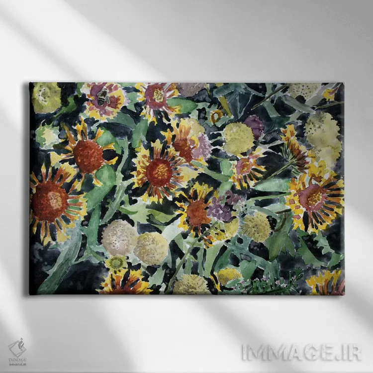 تابلو گلهای پتوی سرخپوستی (نوعی گل وحشی) اثر درک مککری - نمای روبهرو روی دیوار