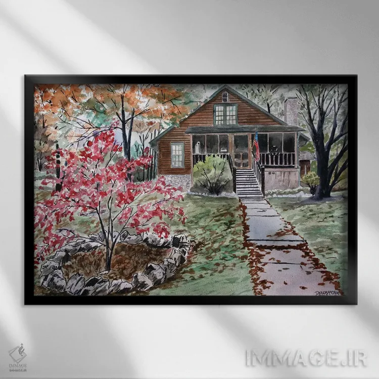 تابلو کلبهٔ چوبی اثر درک مککری - نمای قابدار مشکی