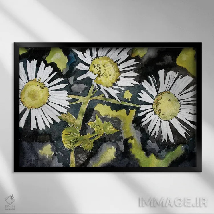 تابلو گلهای هیث آستر اثر درک مککری - نمای قابدار مشکی