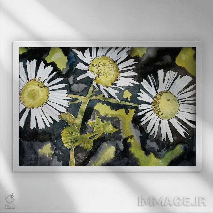 تابلو گلهای هیث آستر اثر درک مککری - نمای قابدار سفید