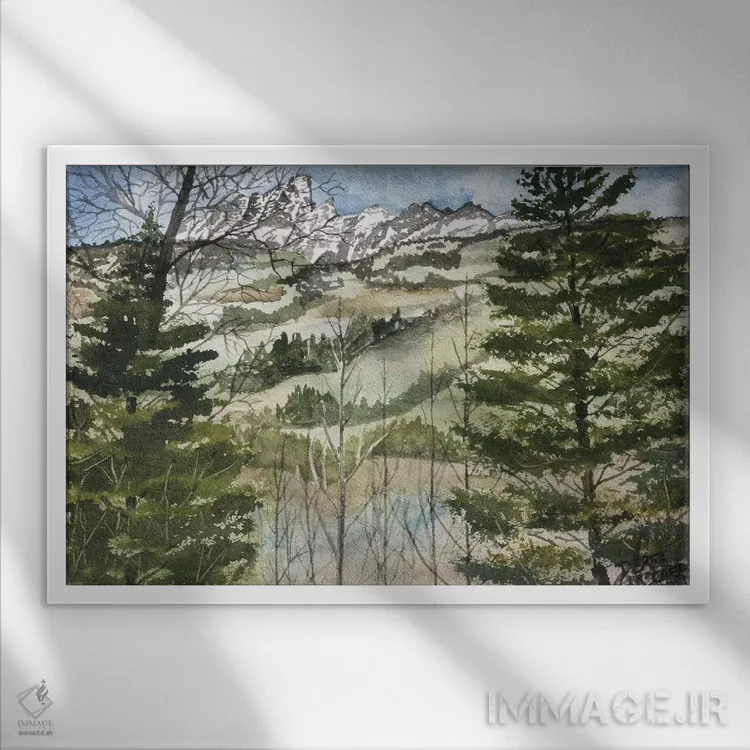 تابلو پارک ملی گرند تتون اثر درک مککری - نمای قابدار سفید