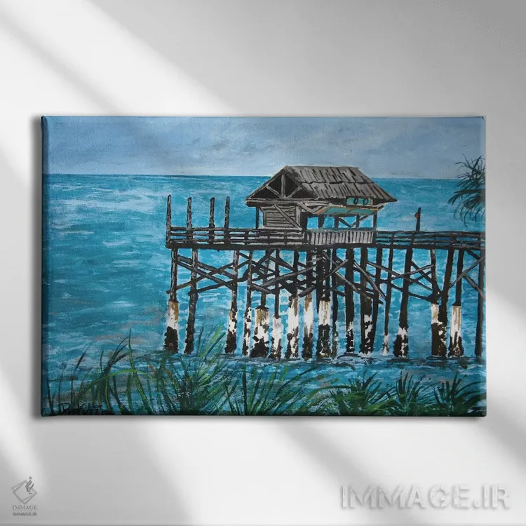 تابلو چشمانداز اسکلهٔ دریایی اثر درک مککری - نمای روبهرو روی دیوار