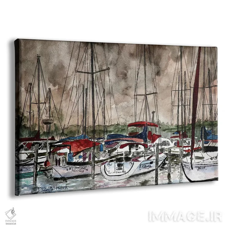 تابلو قایقهای بادبانی در شب اثر درک مککری - نمای پرسپکتیو محصول