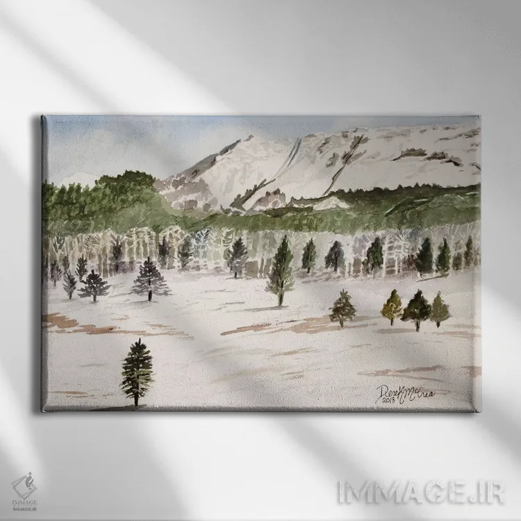 تابلو چشمانداز کوهستانی پایکس پیک اثر درک مککری - نمای روبهرو روی دیوار