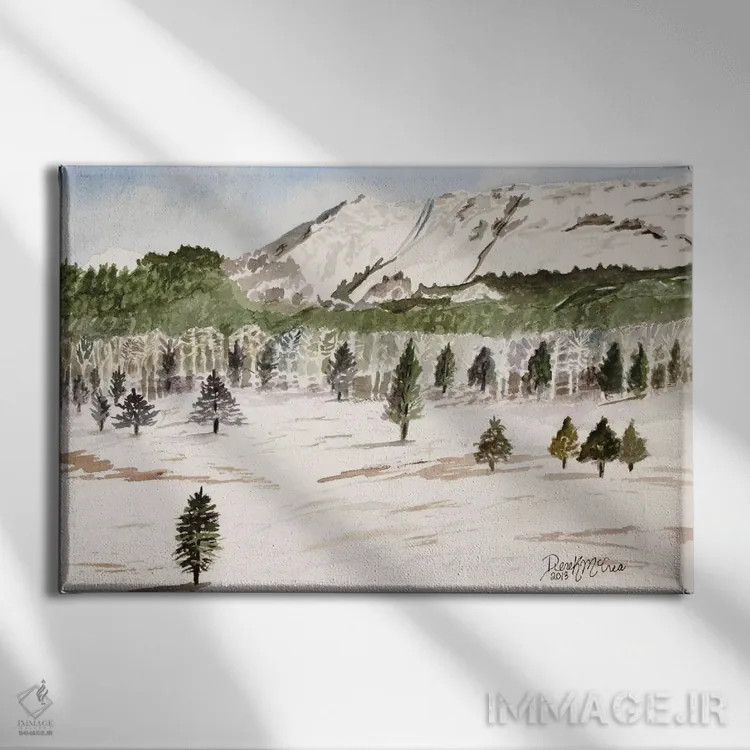 تابلو چشمانداز کوهستانی پایکس پیک اثر درک مککری - نمای روبهرو روی دیوار