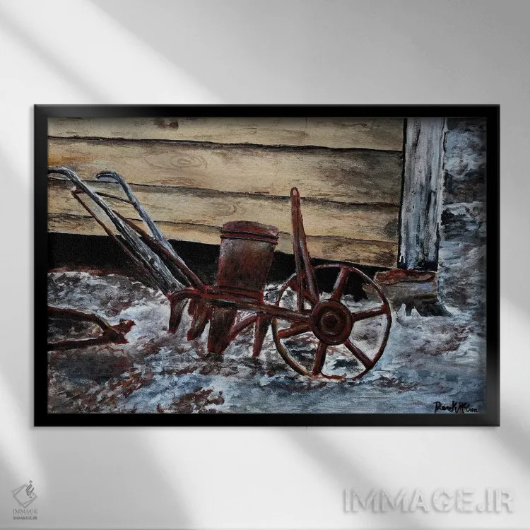 تابلو شخمزنی مزرعه قدیمی اثر درک مککری - نمای قابدار مشکی