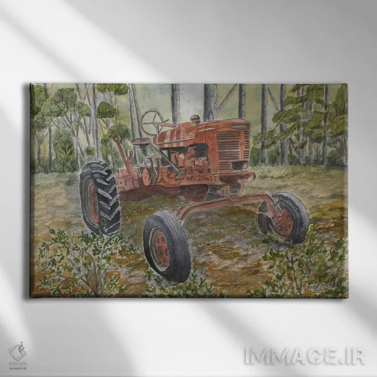 تابلو تراکتور قدیمی اثر درک مککری - نمای روبهرو روی دیوار