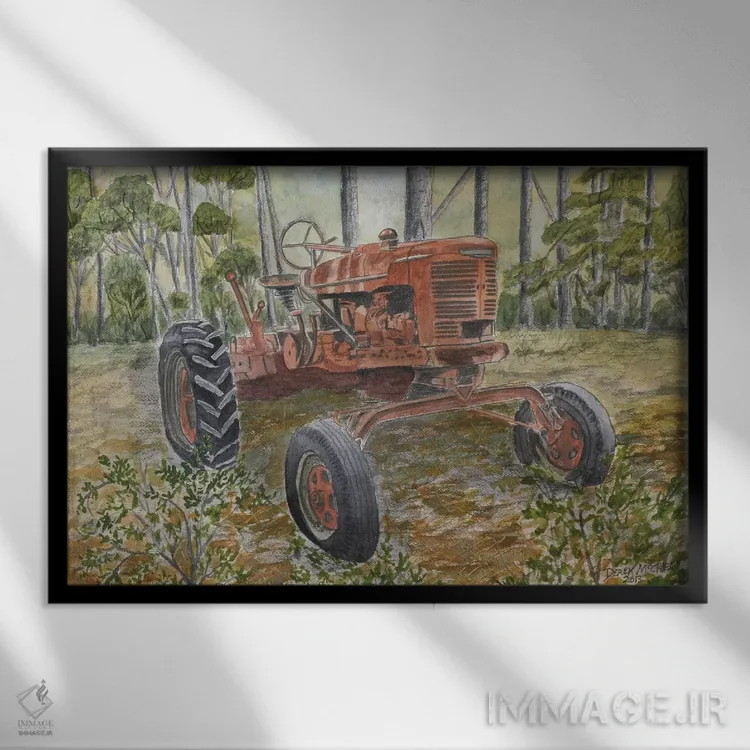 تابلو تراکتور قدیمی اثر درک مککری - نمای قابدار مشکی