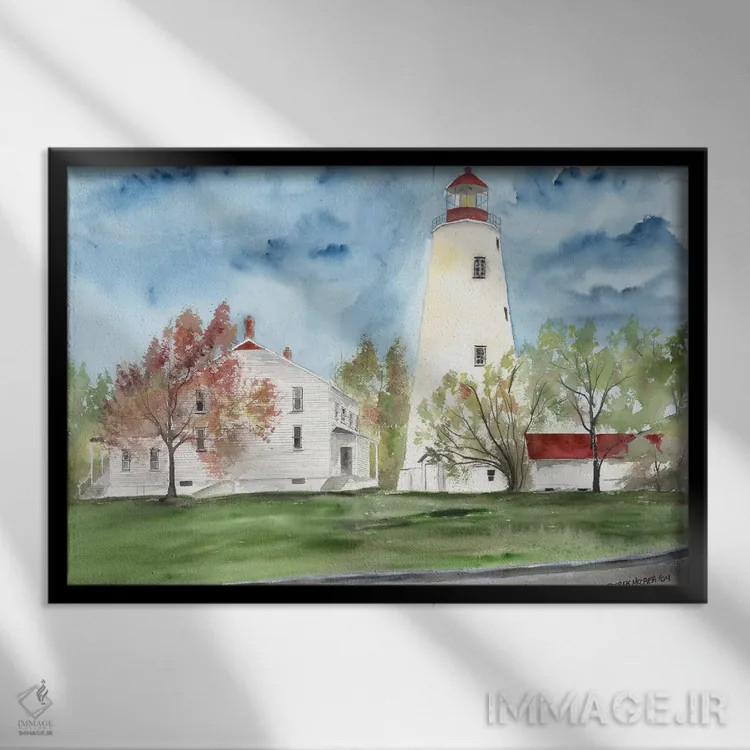 تابلو فانوس دریایی سندی هوک اثر درک مککری - نمای قابدار مشکی