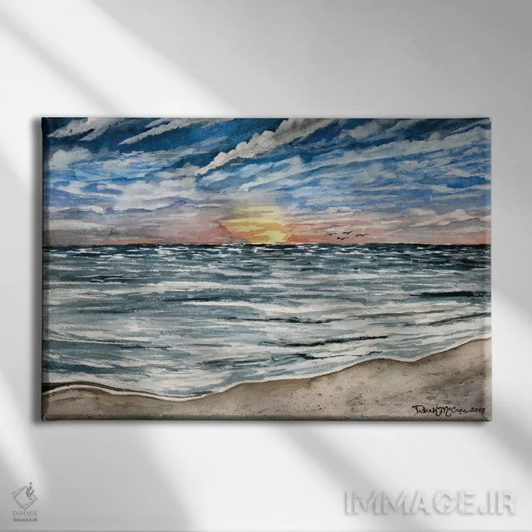 تابلو چشمانداز دریایی هنگام غروب اثر درک مککری - نمای روبهرو روی دیوار