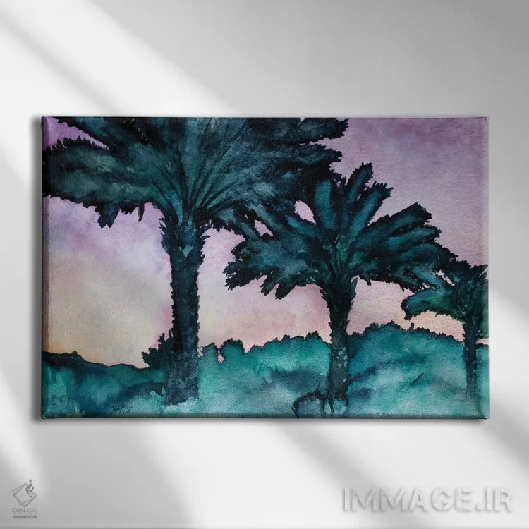 تابلو دو نخل دوقلو اثر درک مککری - نمای روبهرو روی دیوار