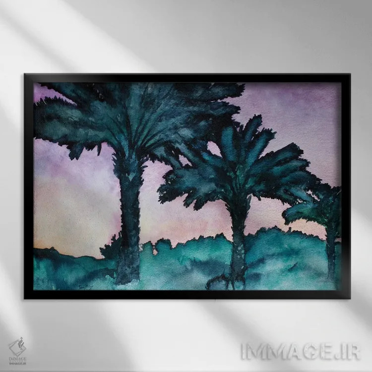 تابلو دو نخل دوقلو اثر درک مککری - نمای قابدار مشکی