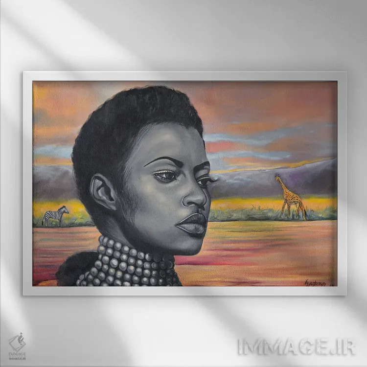 تابلو ذات سیاه II اثر دامولا آیگبایو - نمای قابدار سفید