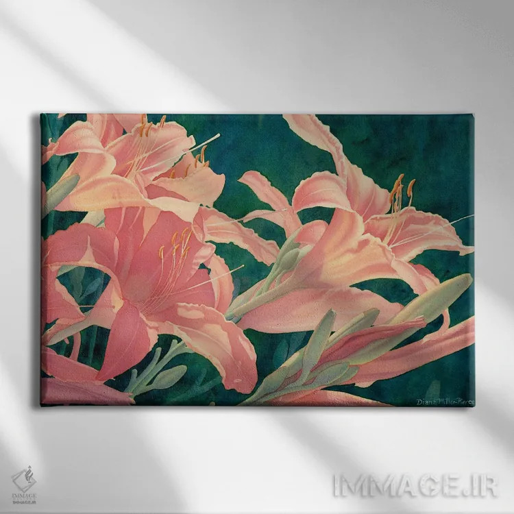 تابلو همه در یک روز - زنبق روزانه اثر دیانا میلر-پیرس - نمای روبهرو روی دیوار