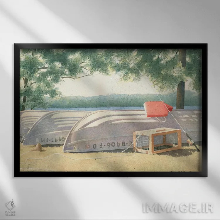 تابلو در انتظار ماهی اثر دیانا میلر-پیرس - نمای قابدار مشکی