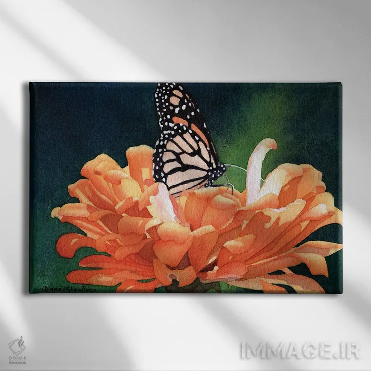 تابلو جواهرنشان - پروانهٔ سلطنتی اثر دیانا میلر-پیرس - نمای روبهرو روی دیوار