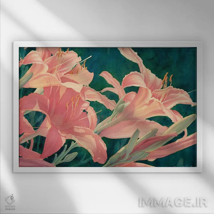 تابلو همه در یک روز - زنبق روزانه اثر دیانا میلر-پیرس - نمای قابدار سفید