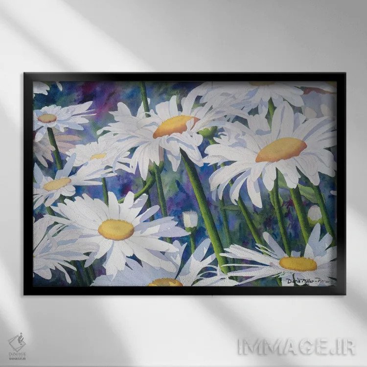 تابلو گلهای مروارید را نشمار اثر دیانا میلر-پیرس - نمای قابدار مشکی