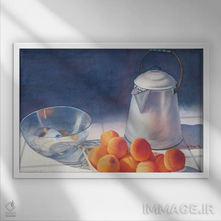 تابلو یک هلوی خوشمزه بخور اثر دیانا میلر-پیرس - نمای قابدار سفید