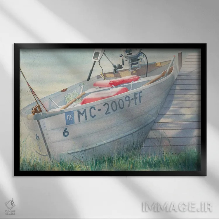 تابلو دوست دارم ماهیگیری کنم اثر دیانا میلر-پیرس - نمای قابدار مشکی