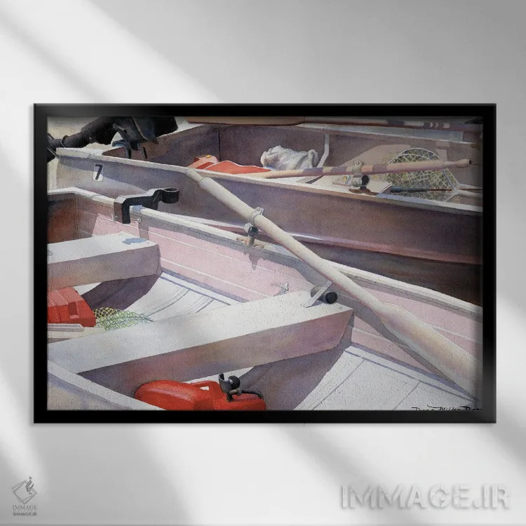 تابلو برای ناهار داخل - قایق اثر دیانا میلر-پیرس - نمای قابدار مشکی