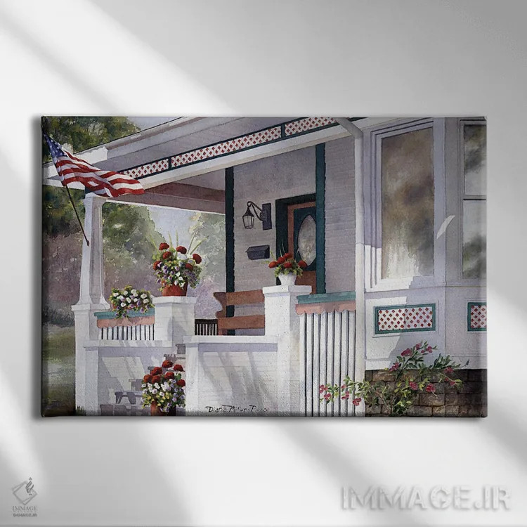 تابلو در سایهٔ افرا کهن اثر دیانا میلر-پیرس - نمای روبهرو روی دیوار