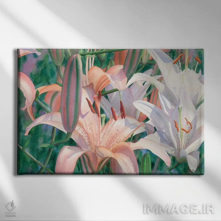 تابلو زنبقهای مزرعه اثر دیانا میلر-پیرس - نمای روبهرو روی دیوار