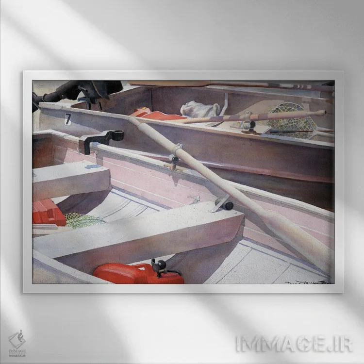 تابلو برای ناهار داخل - قایق اثر دیانا میلر-پیرس - نمای قابدار سفید