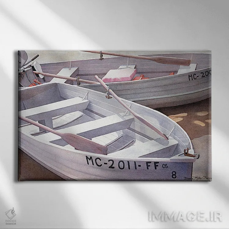 تابلو بعد از گرفتن ماهی - قایقها اثر دیانا میلر-پیرس - نمای روبهرو روی دیوار